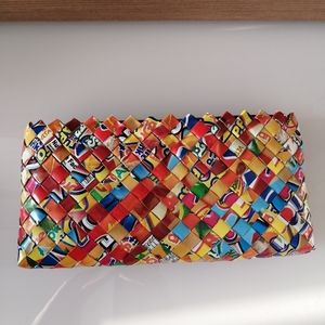 Recycled Woven Candy Wrappers Small Bag, Clutch, Wallet, or Travel Case